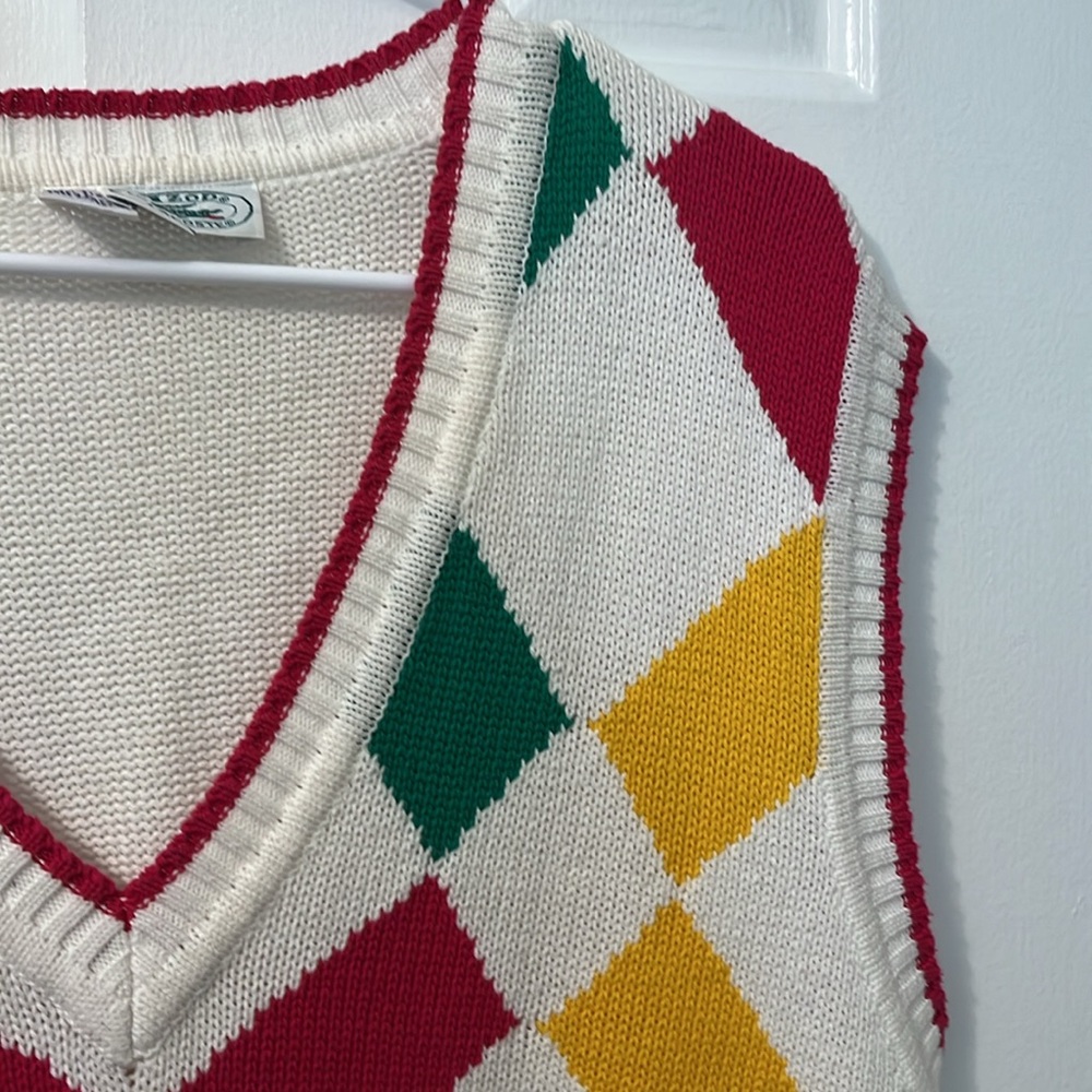 Vintage Men’s Izod Lacoste Knit Vest Colorful Size L - Picture 5 of 7
